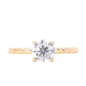 1.01ct Round Fancy White Diamond Evergreen Solitaire in 14k Yellow Gold