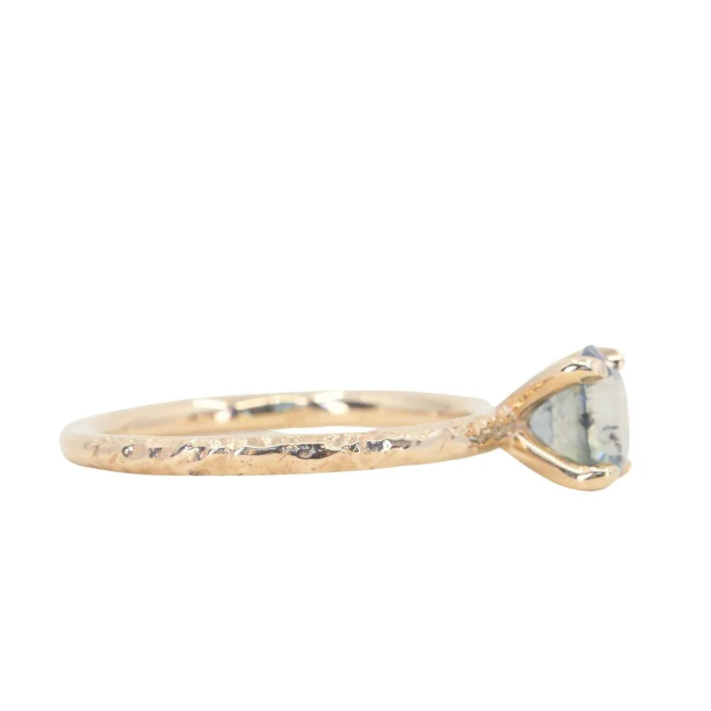 1.28ct Round Opalescent Sapphire Evergreen Carved Solitaire in 14k Yellow Gold