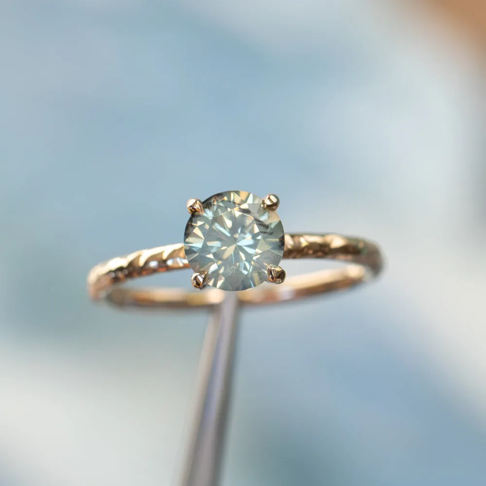 1.28ct Round Opalescent Sapphire Evergreen Carved Solitaire in 14k Yellow Gold