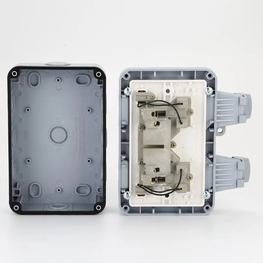 2 Gang Weatherproof 13A Twin Sockets with Switch