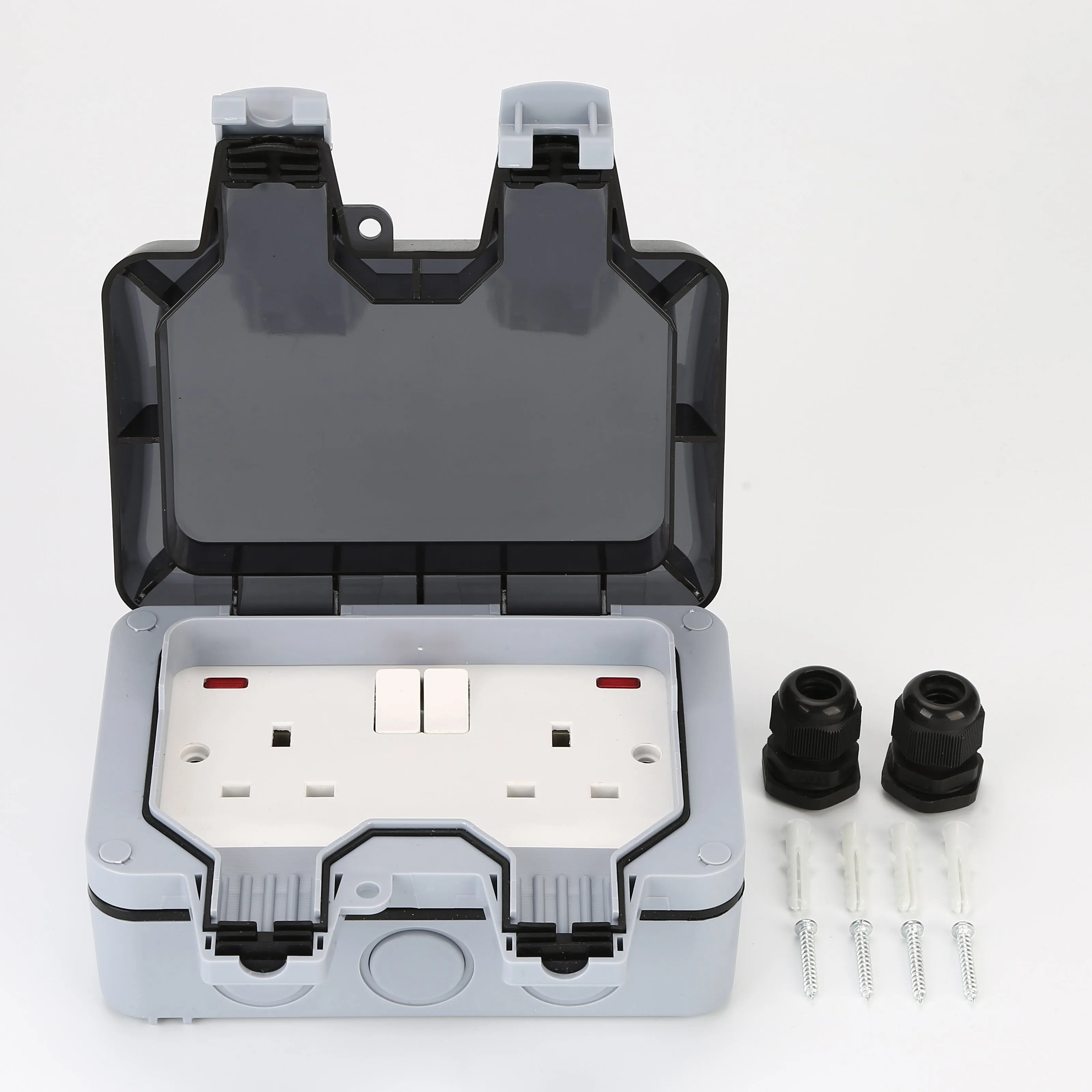 2 Gang Weatherproof 13A Twin Sockets with Switch