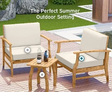 3 Piece Patio Bistro Furniture Wood-• 2x Chairs
 • 1x Table