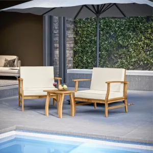 3 Piece Patio Bistro Furniture Wood-• 2x Chairs
 • 1x Table