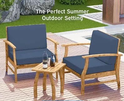 4 Piece Patio Bistro Furniture Wood-• 2x Chairs
 • 1x Table