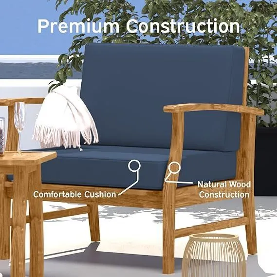 4 Piece Patio Bistro Furniture Wood-• 2x Chairs
 • 1x Table