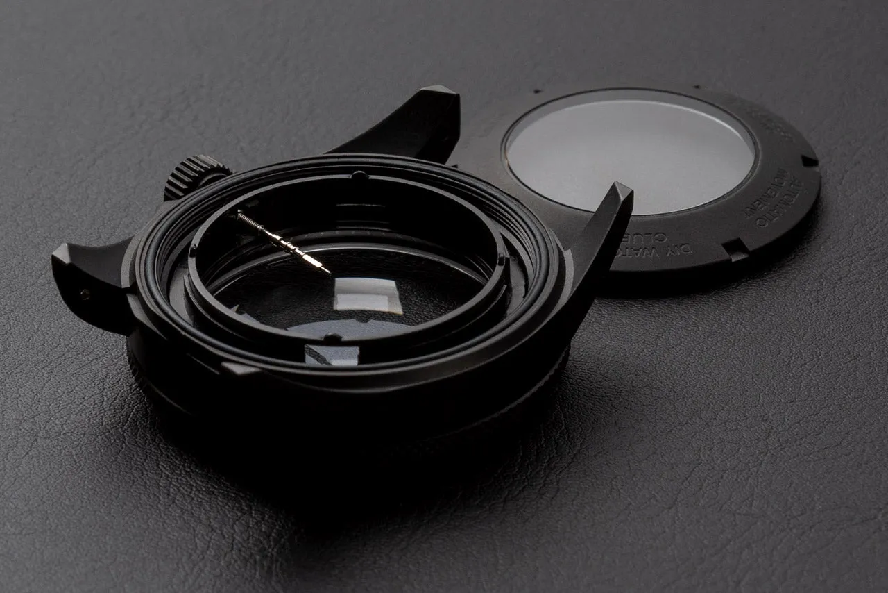 42mm DWC Black Diver Case - Knurled Bezel variant - PVD Black Stainless Steel - Sapphire Dome (DWC-CD-01)