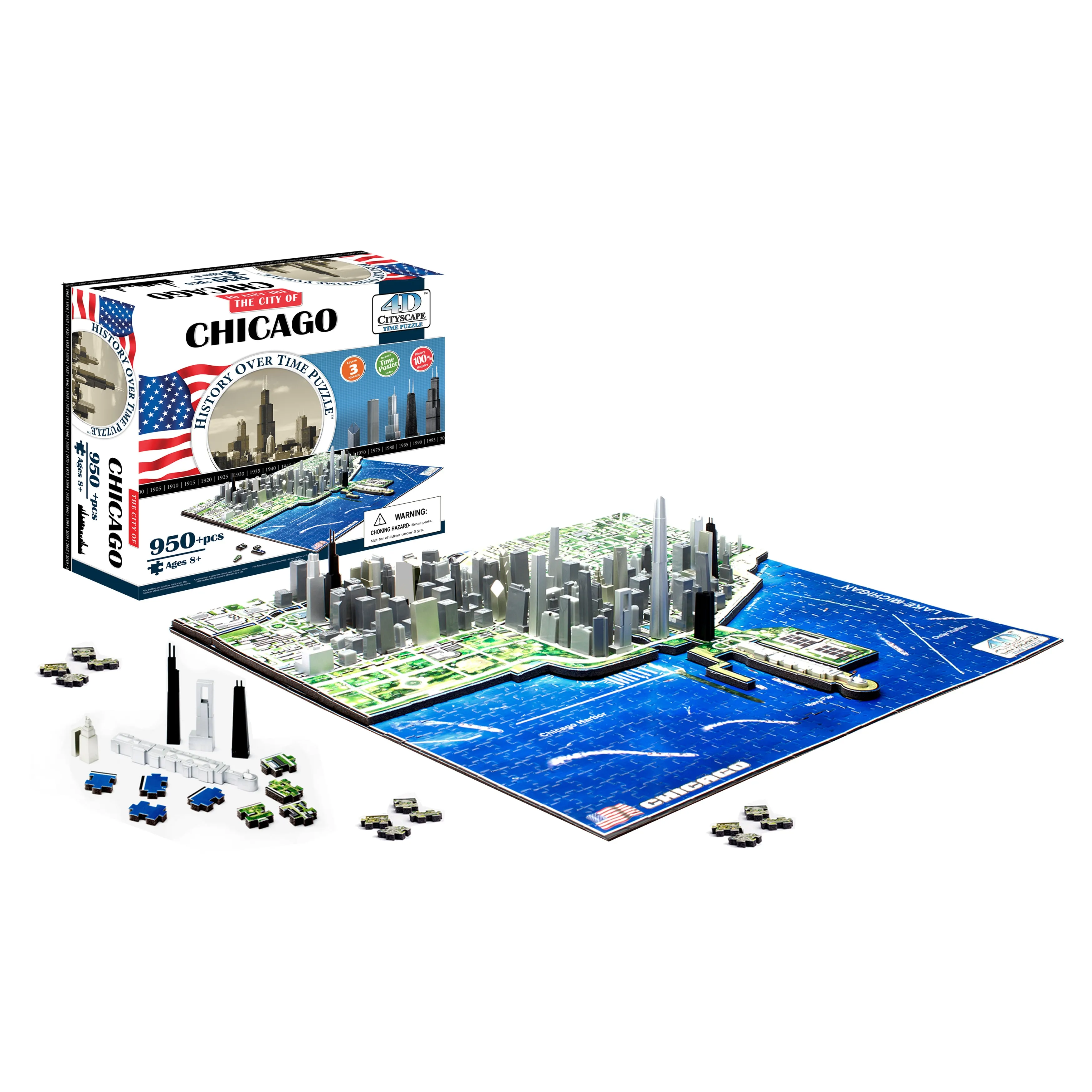 4D Cityscape Time Puzzle - Chicago, USA