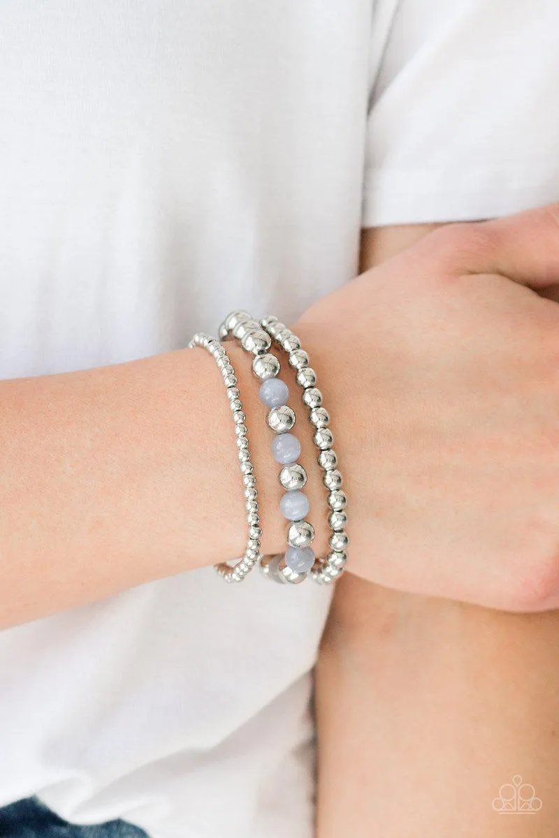 Always On The GLOW Silver Moonstone Bracelet Set - Paparazzi Accessories