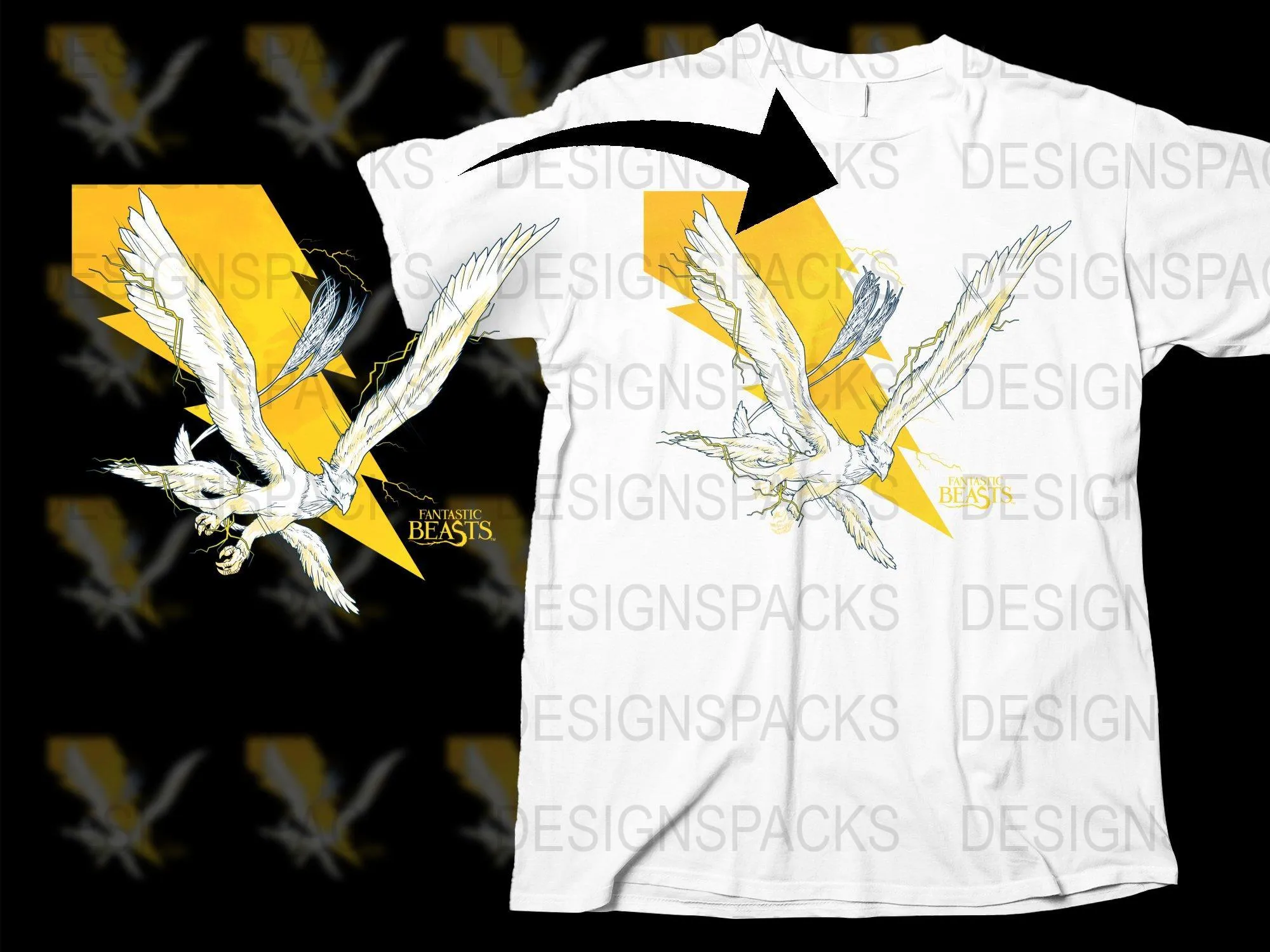 Amazing Fantasy Bird Yellow Pattern Png Digital Download