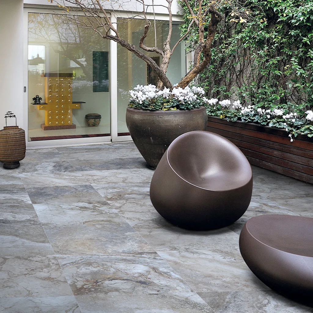 Argento Travertino, 24" x 24" - 2CM Outdoor Porcelain Paver