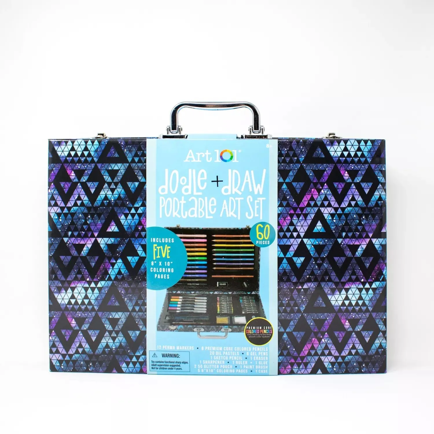 Art 101 Doodle and Draw 60-piece set in a colorful Art 101 carrying case