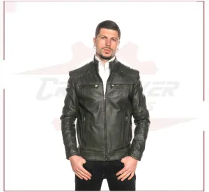 Attila - Biker Mens Genuine Green Leather