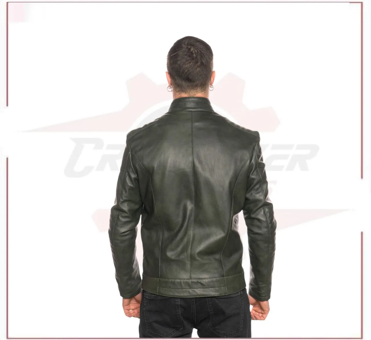 Attila - Biker Mens Genuine Green Leather