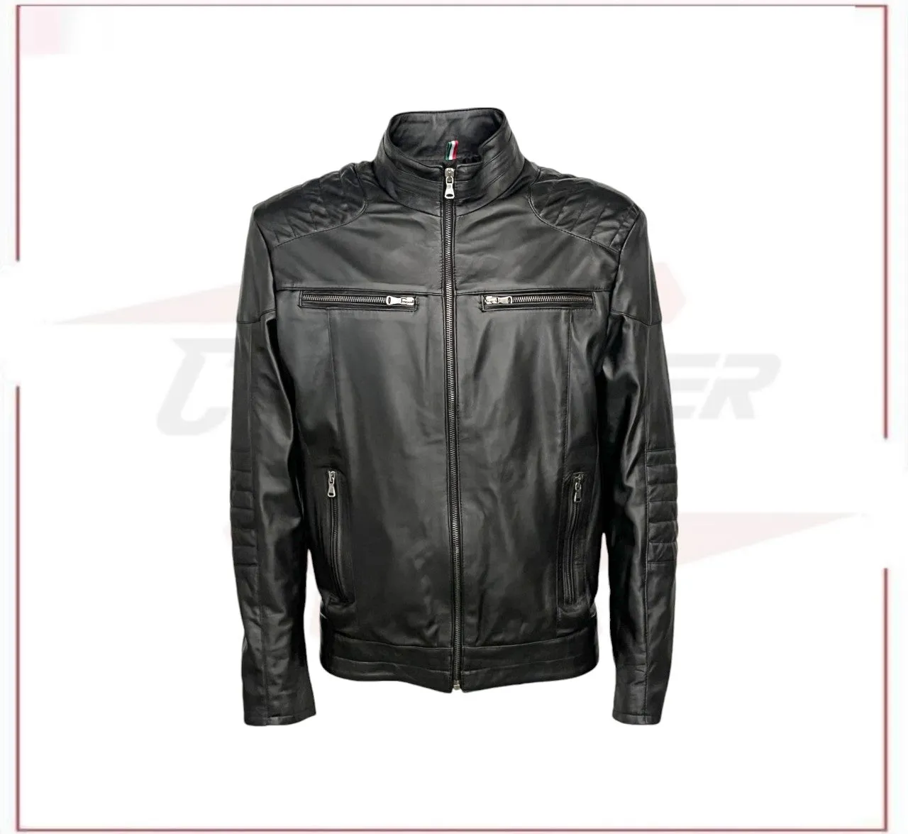 Attila - Men's Biker Jacket in Genuine Black Leather