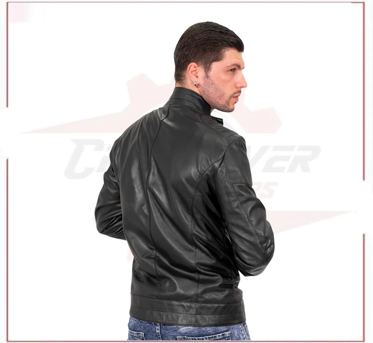 Attila - Men's Biker Jacket in Genuine Black Leather