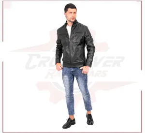 Attila - Men's Biker Jacket in Genuine Black Leather