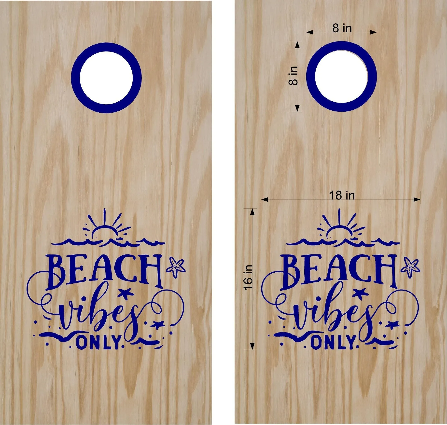 Beach Vibes Only Cornhole Board Vinyl Decal Sticker