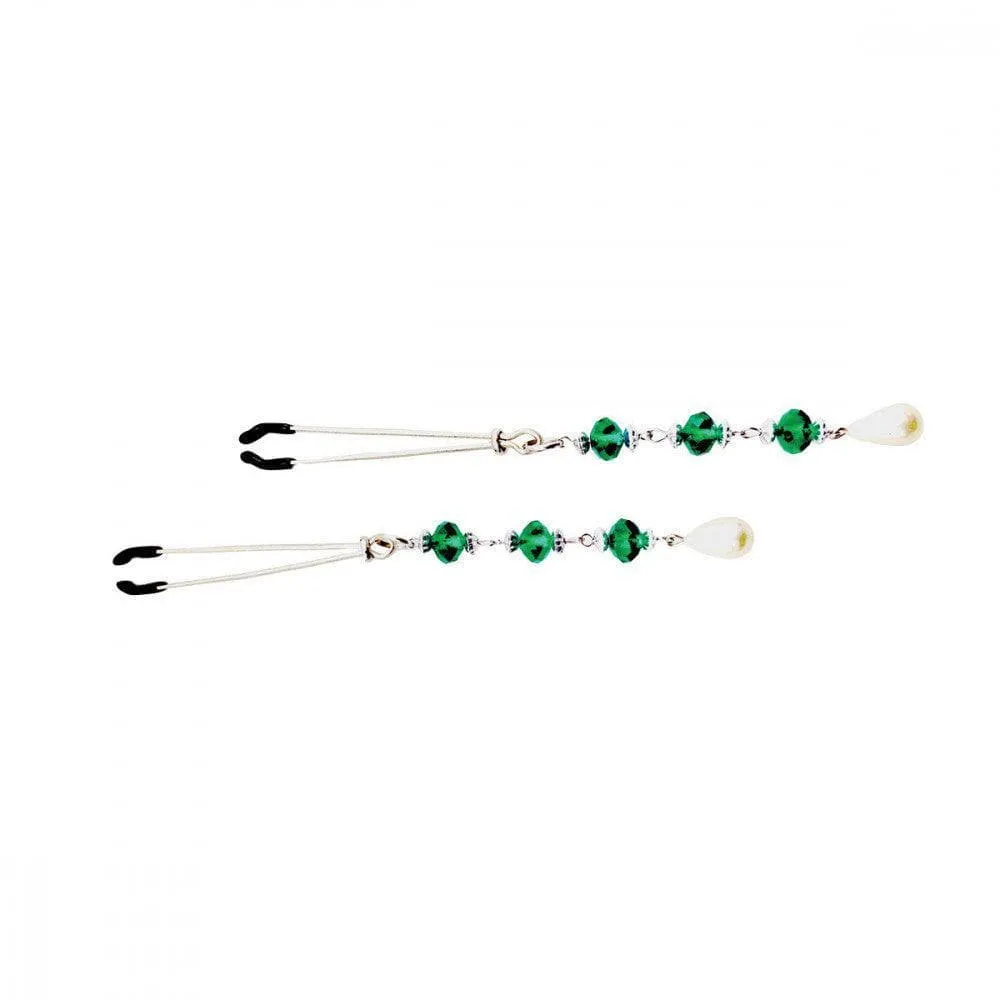 Bijoux de Tweezer Style Nipple Clamps Pearl Turquoise Beads