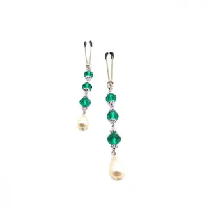 Bijoux de Tweezer Style Nipple Clamps Pearl Turquoise Beads