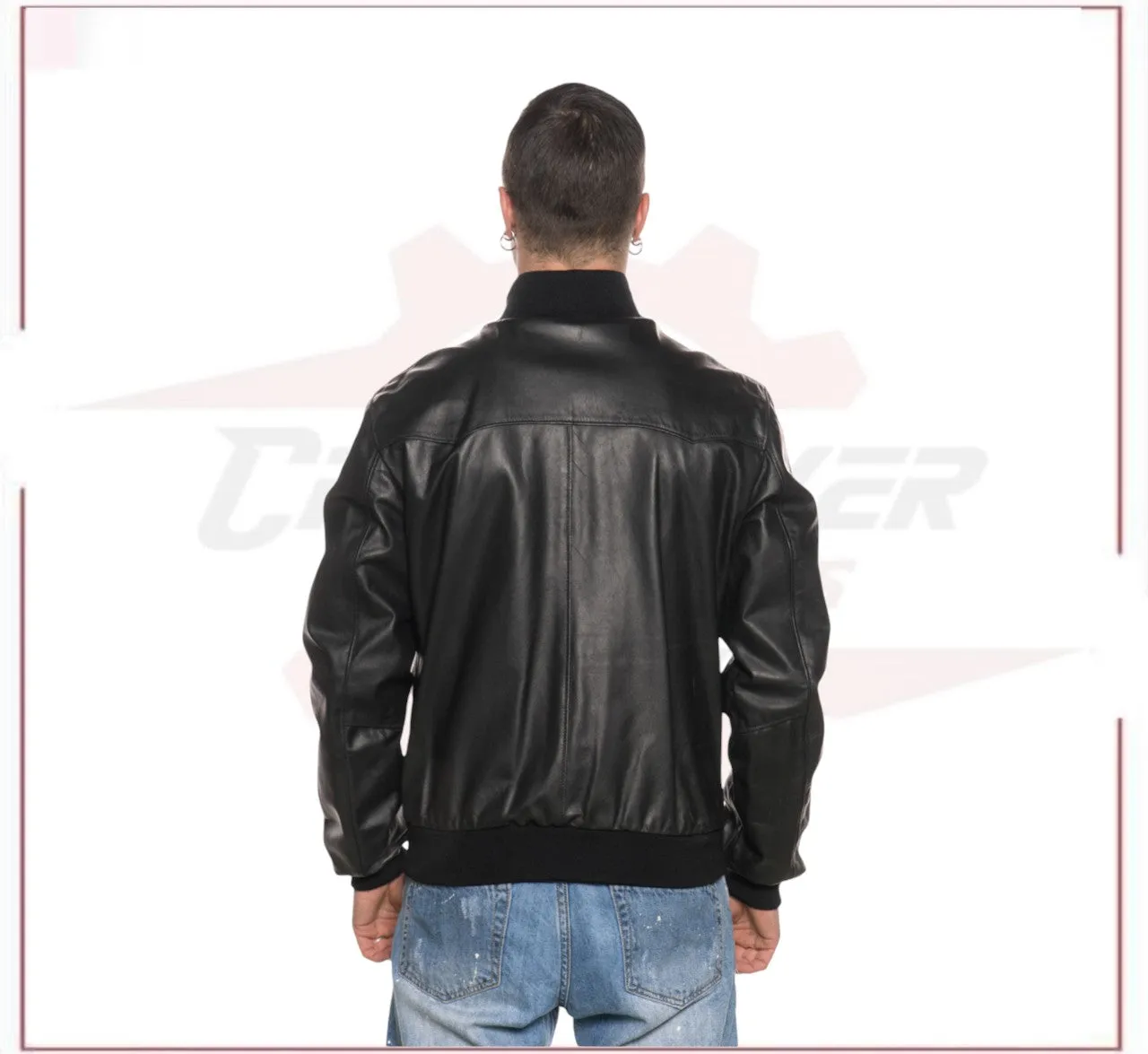 Black Bomber Jacket in real leather