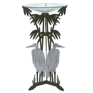 Blue Heron Birdbath Metal Art Sculpture
