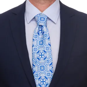 Blue Ornamental Fantasy Twill Silk Tie