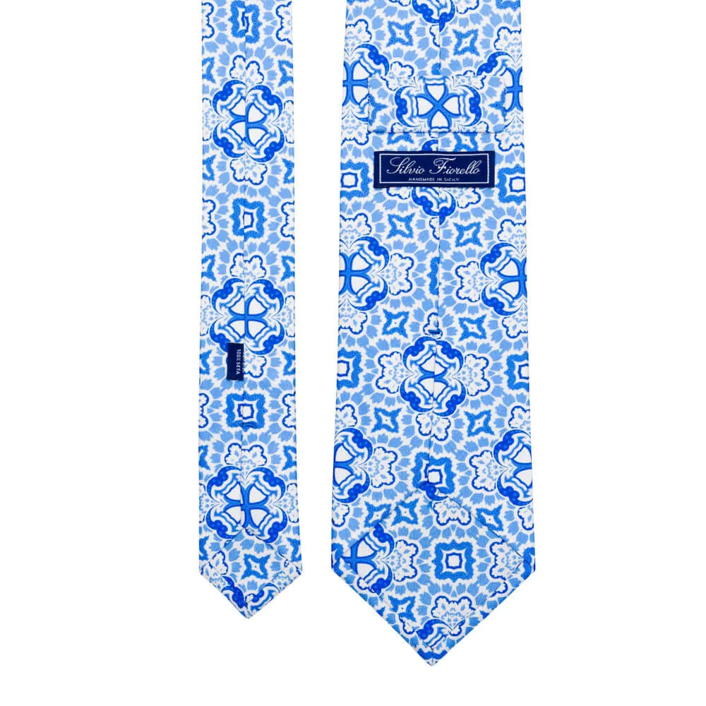 Blue Ornamental Fantasy Twill Silk Tie