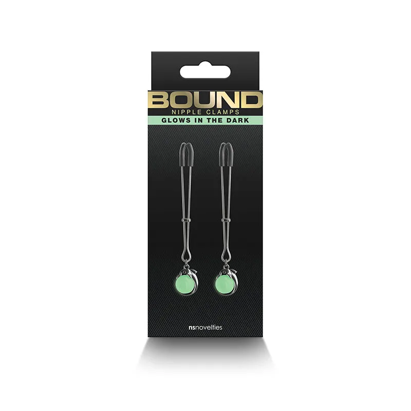 Bound Tweezer Style Nipple Clamps with Gem Like Pendants G1 Gunmetal