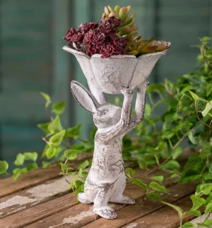 Bunny Rabbit Cast Iron Birdbath / Birdfeeder / Gazing Globe Holder