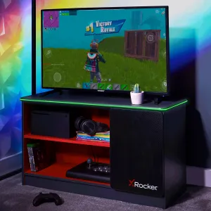 Carbon-Tek TV Stand with LED, Gray/Red