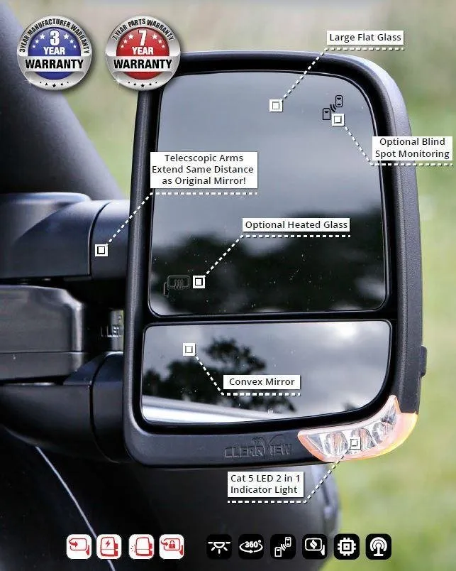 Clearview Next Gen Towing Mirrors for Isuzu MU-X 2021 