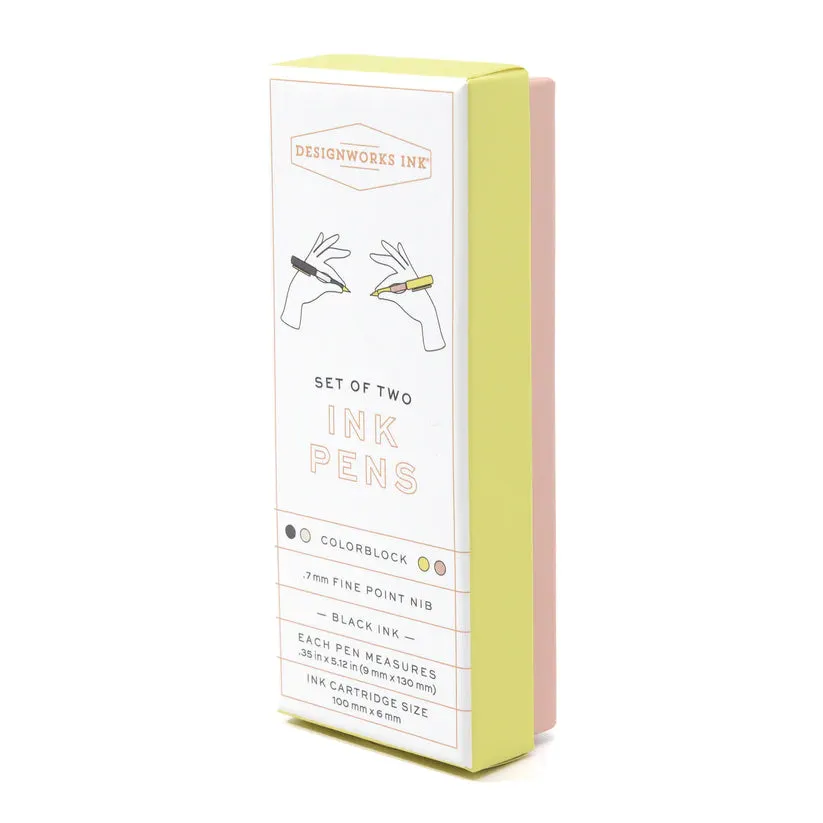 Color Block Pens - Set Of 2 - Off White   Taupe