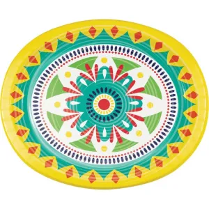 Colorful Pottery Oval Paper Plates, 8ct