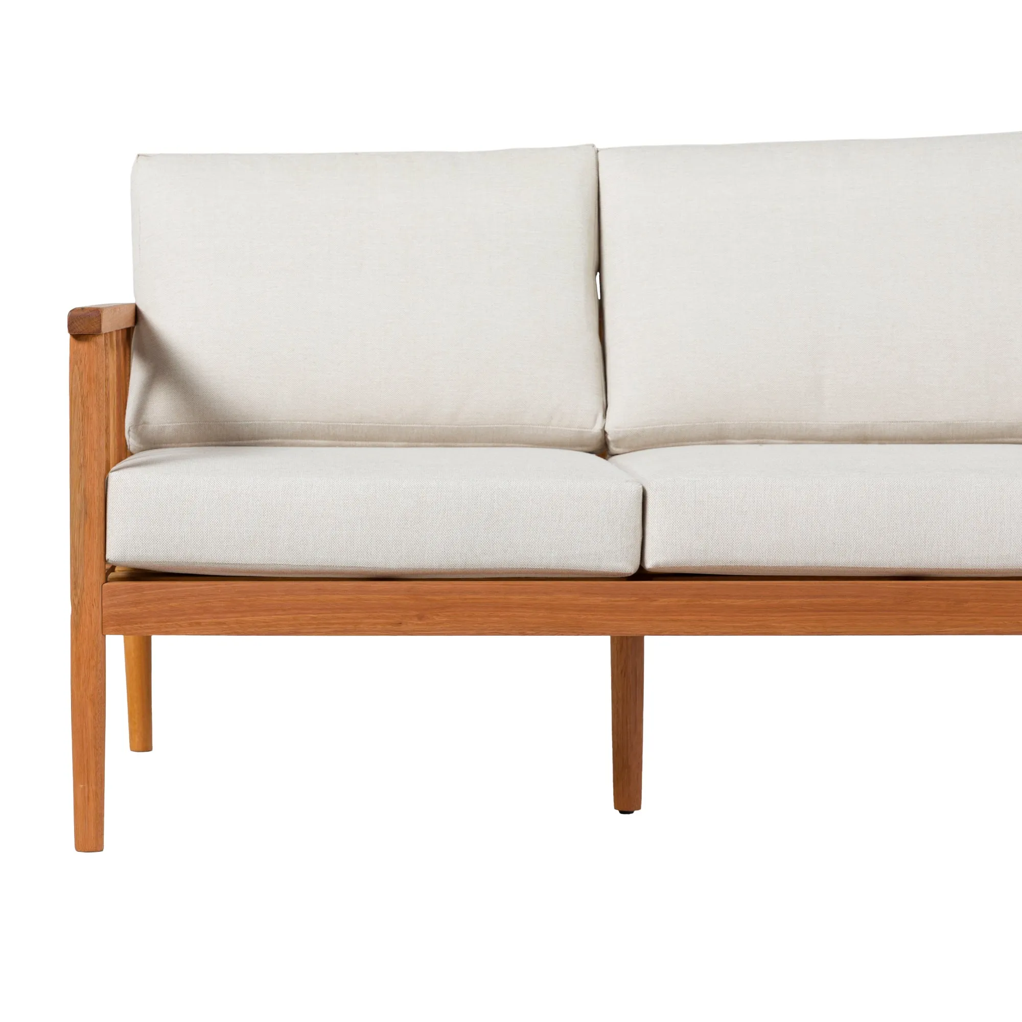 Contemporary Cushioned Eucalyptus Wood Patio Triple Lounge – Natural