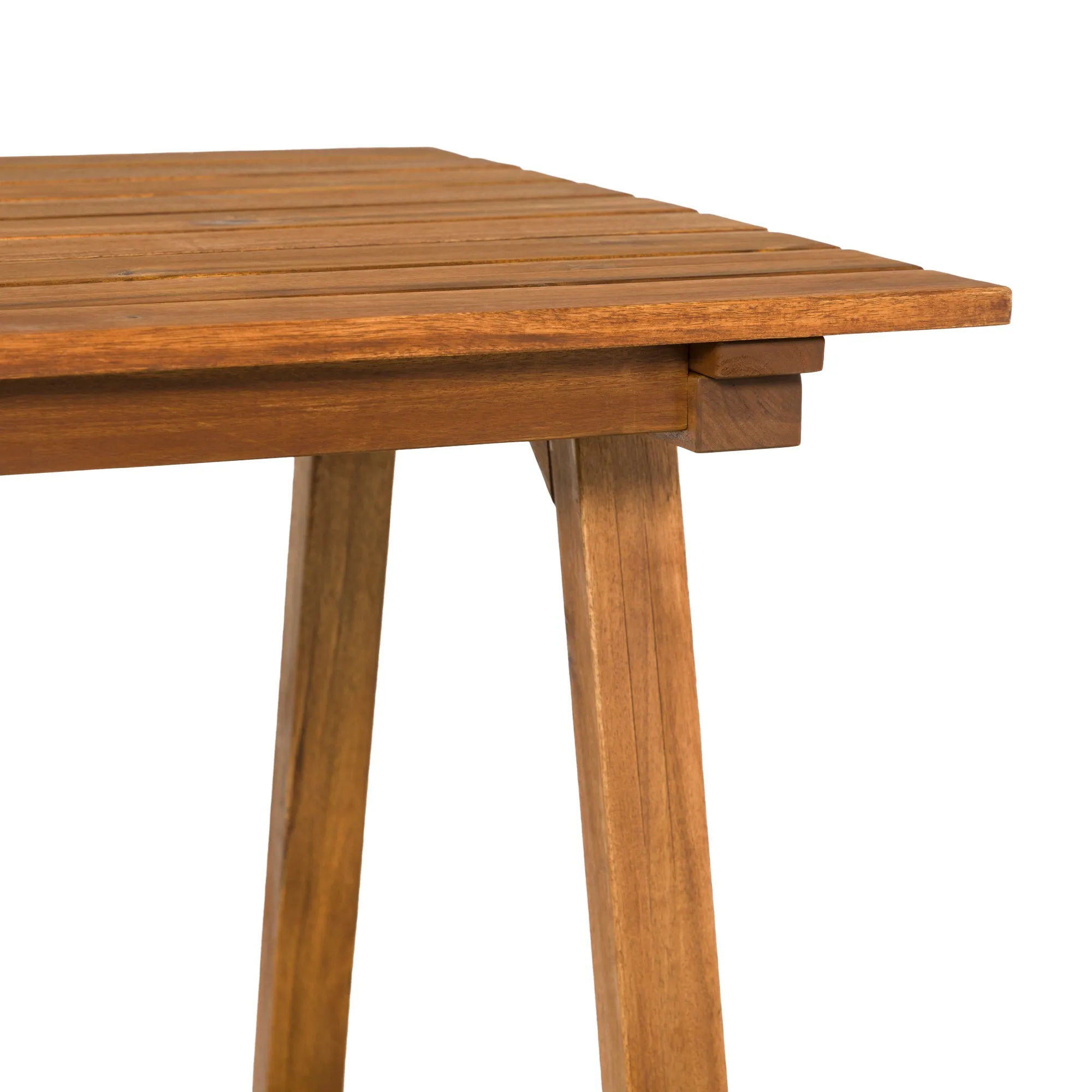Contemporary Solid Wood Slat-Top Patio Dining Table – Black Wash