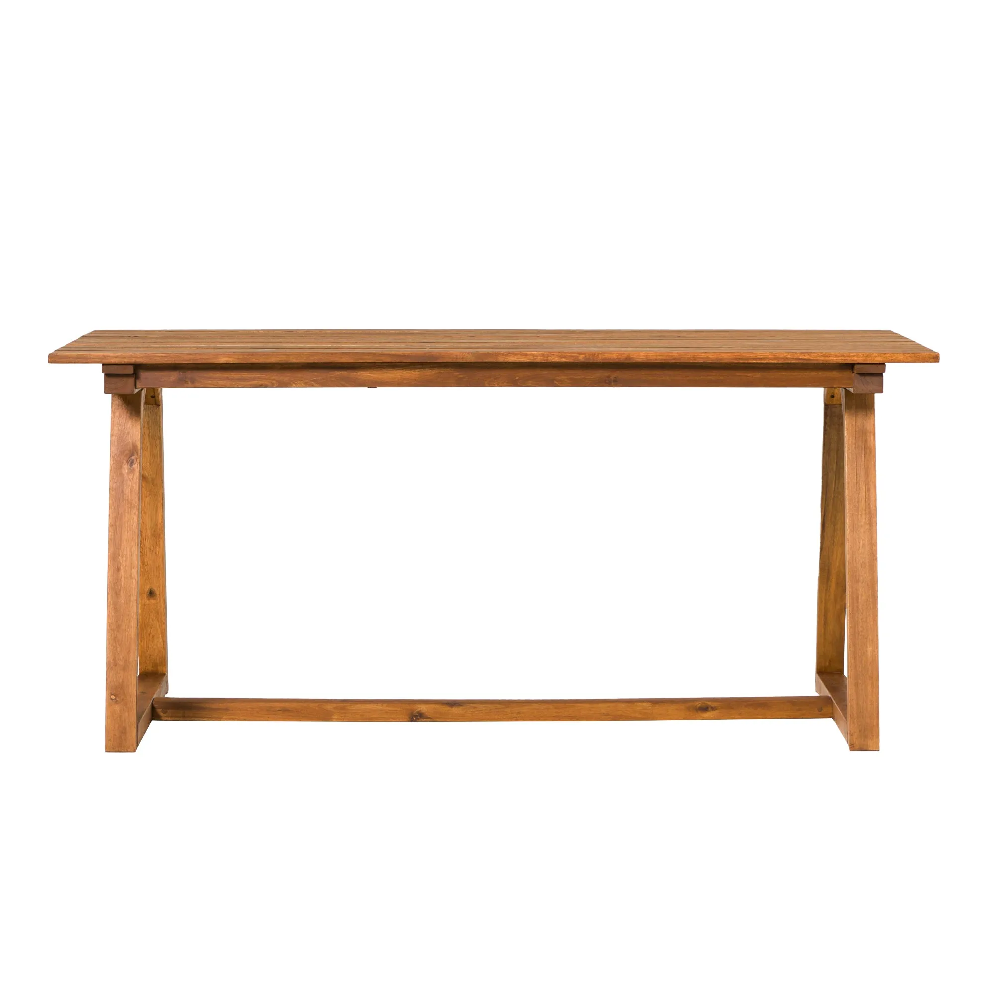 Contemporary Solid Wood Slat-Top Patio Dining Table – Black Wash