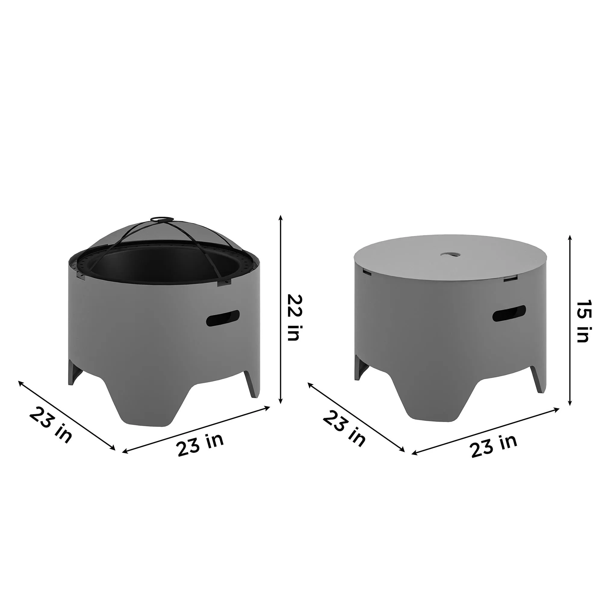 COSCO Outdoor 23" Round Wood Burning Fire Pit with Rain Cover and Accessories, Steel, Gray