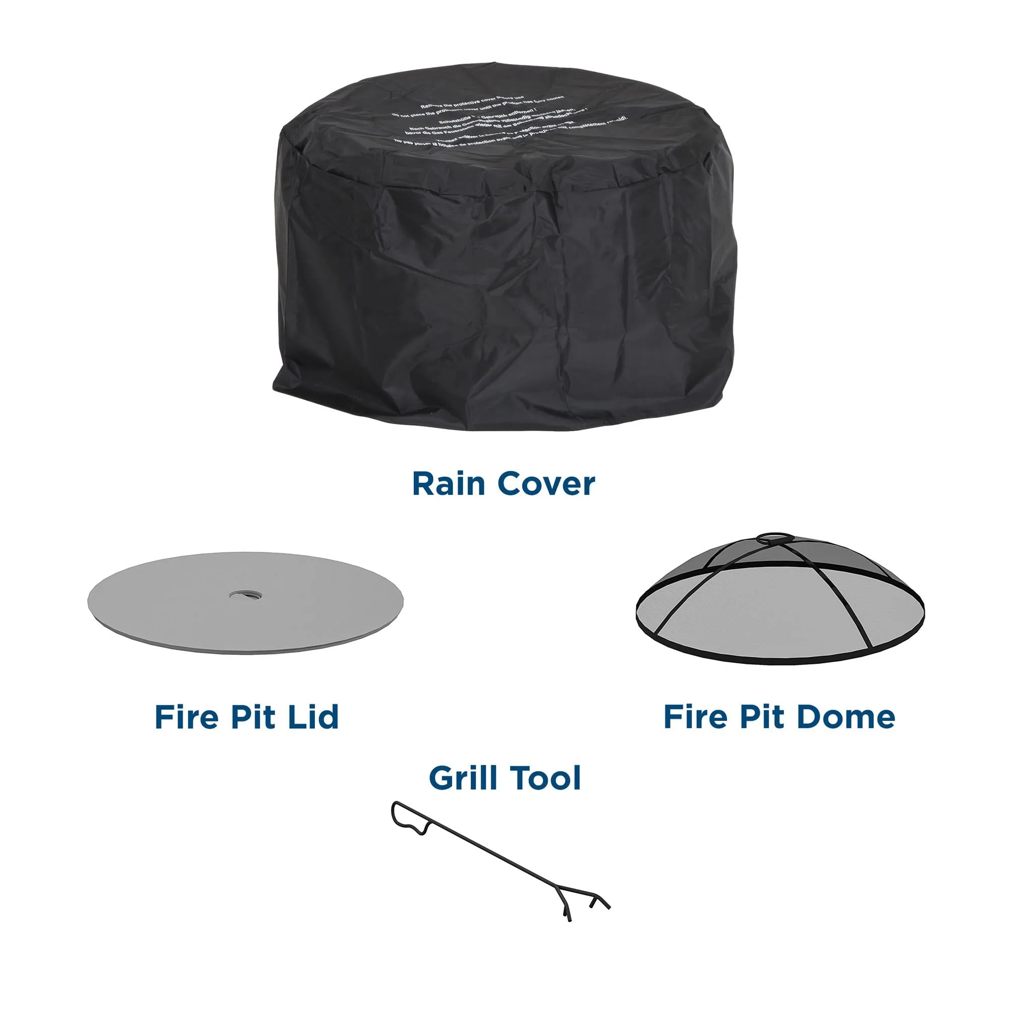 COSCO Outdoor 23" Round Wood Burning Fire Pit with Rain Cover and Accessories, Steel, Gray