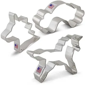 Fantasy Unicorn Cookie Cutter Set - 3 Piece - Unicorn Head, Unicorn, and Rainbow - Ann Clark Cookie Cutters - US Tin Plated Steel