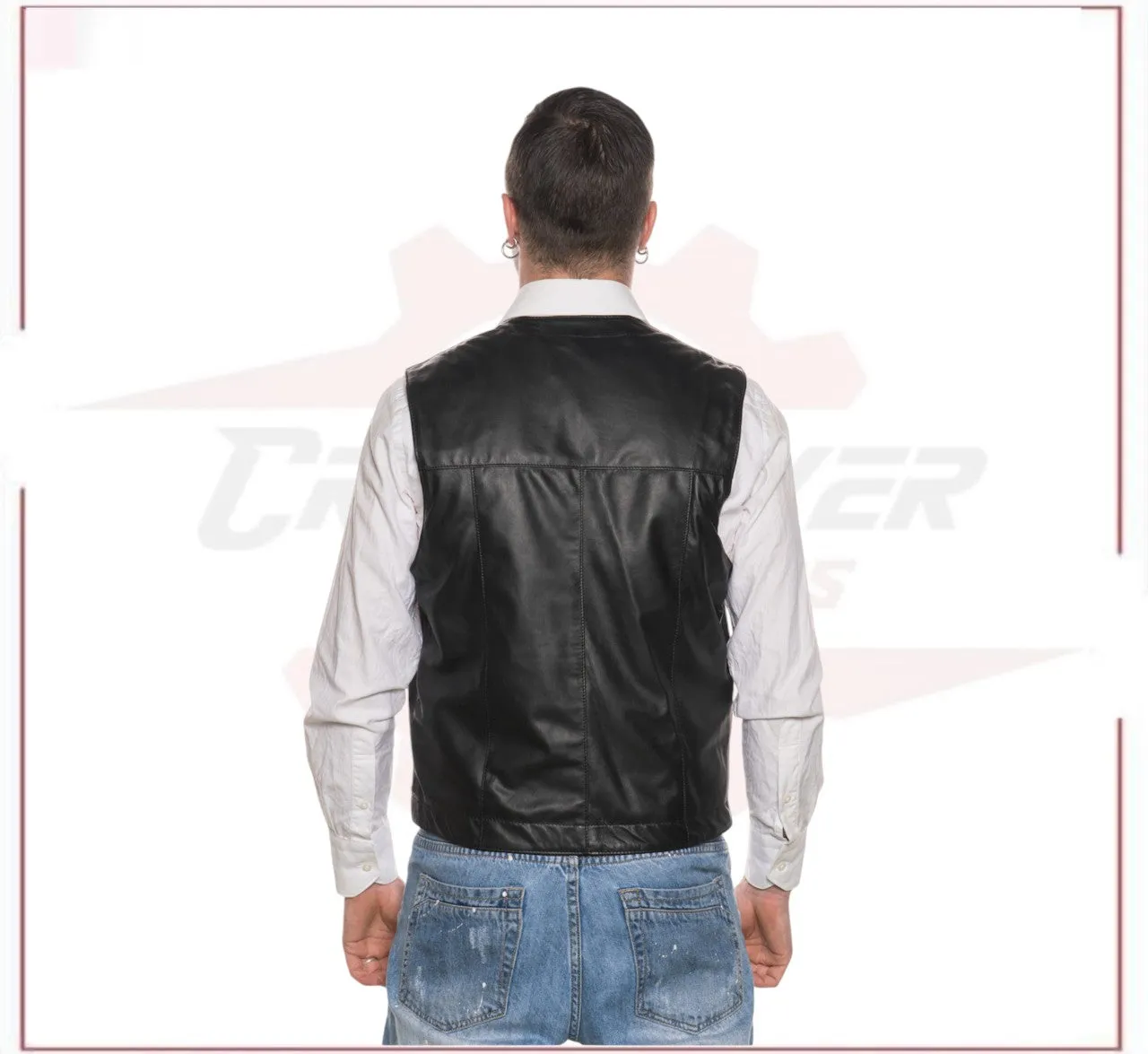 Gianni - Men's Vest in Genuine Black Leather