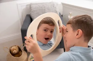 Hand Held Wooden Mirror