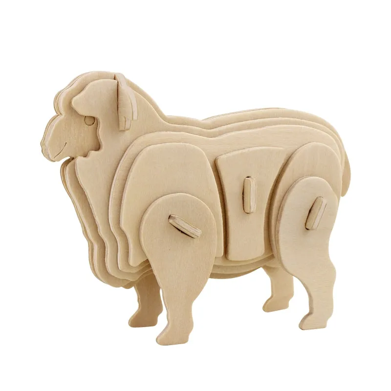 Hands Craft DIY 3D Wooden Puzzle 6 ct, Farm Animals-JP2B7