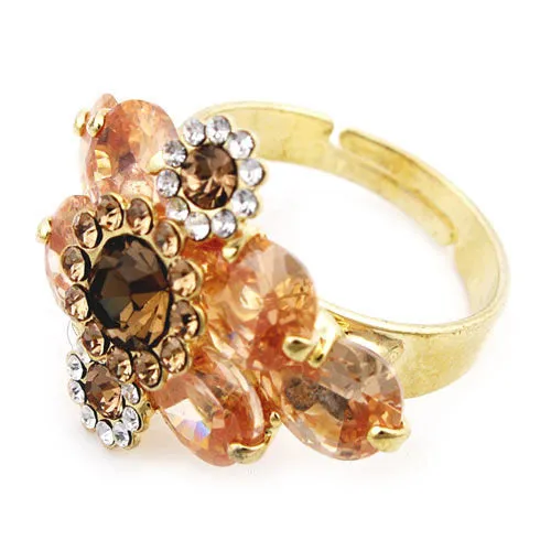 LUX Swarovski Rhinestone Floral Ring