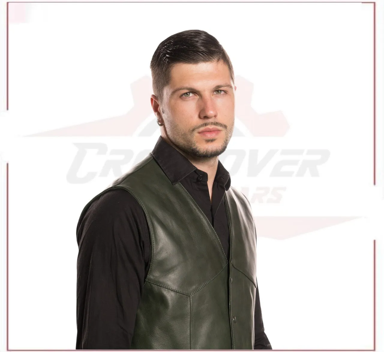 Men's Vest in Genuine Green Leather