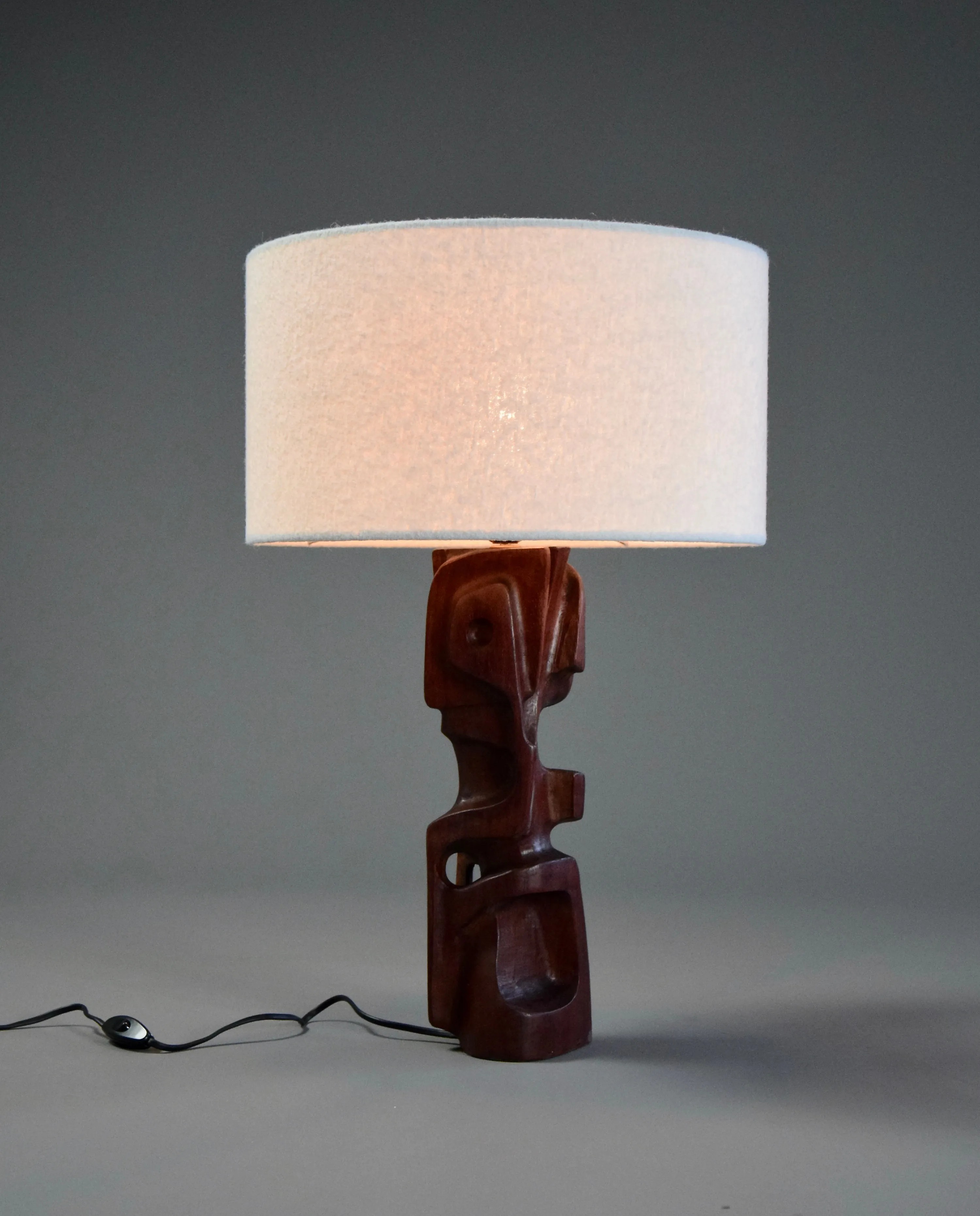 Mid-Century Modern Sculptural Carved Wooden Table Lamps by Gianni Pinna Italy
