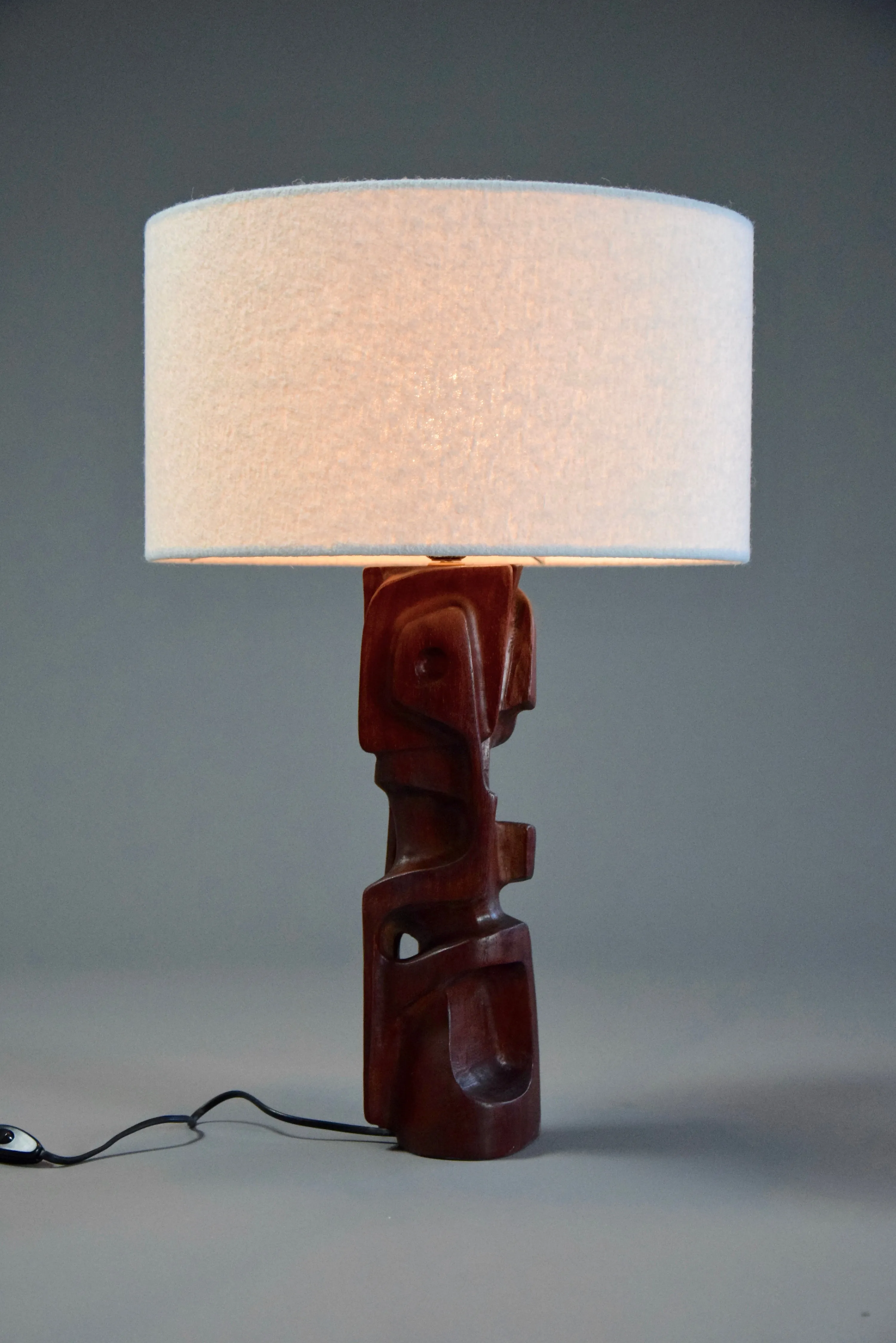 Mid-Century Modern Sculptural Carved Wooden Table Lamps by Gianni Pinna Italy