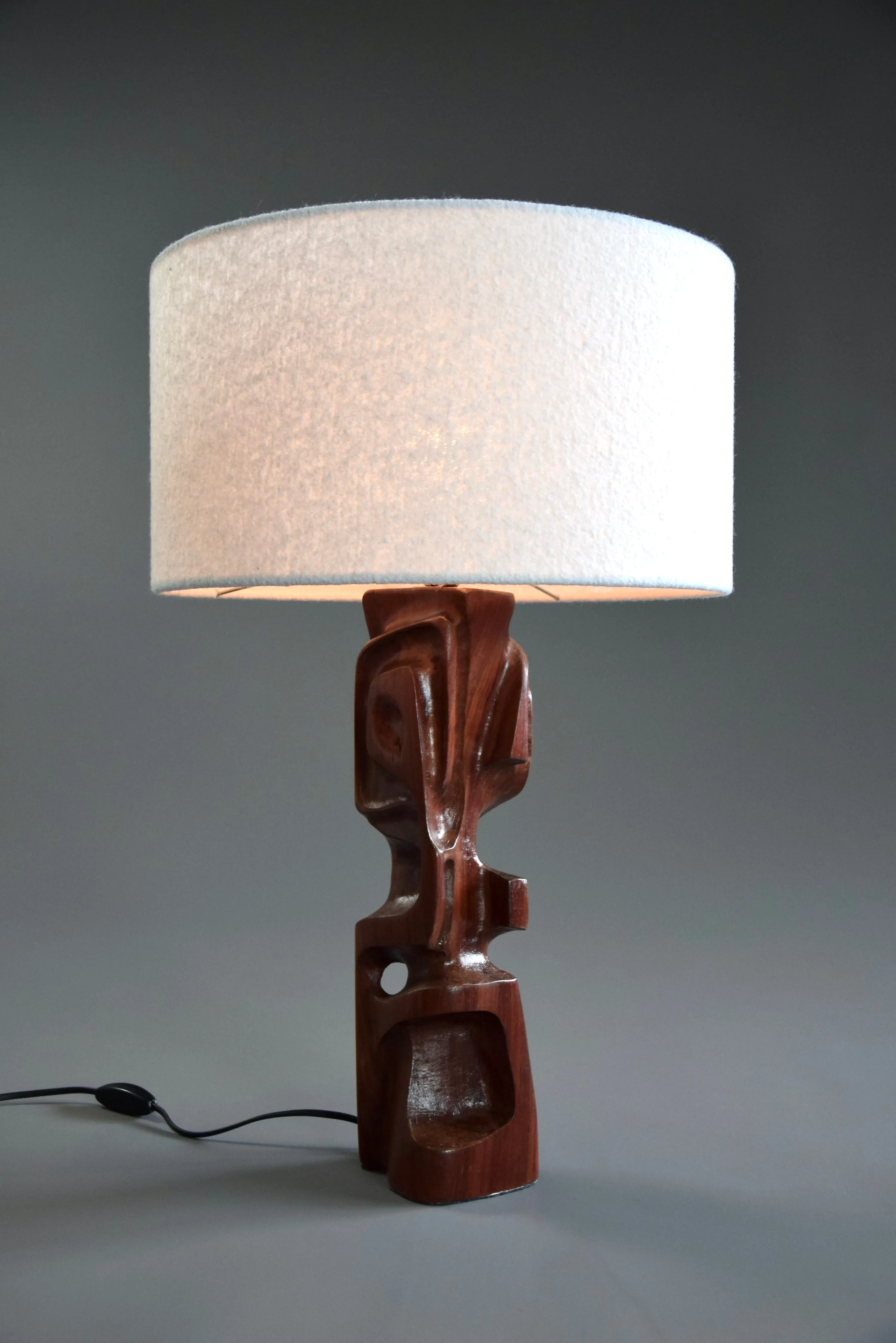 Mid-Century Modern Sculptural Carved Wooden Table Lamps by Gianni Pinna Italy