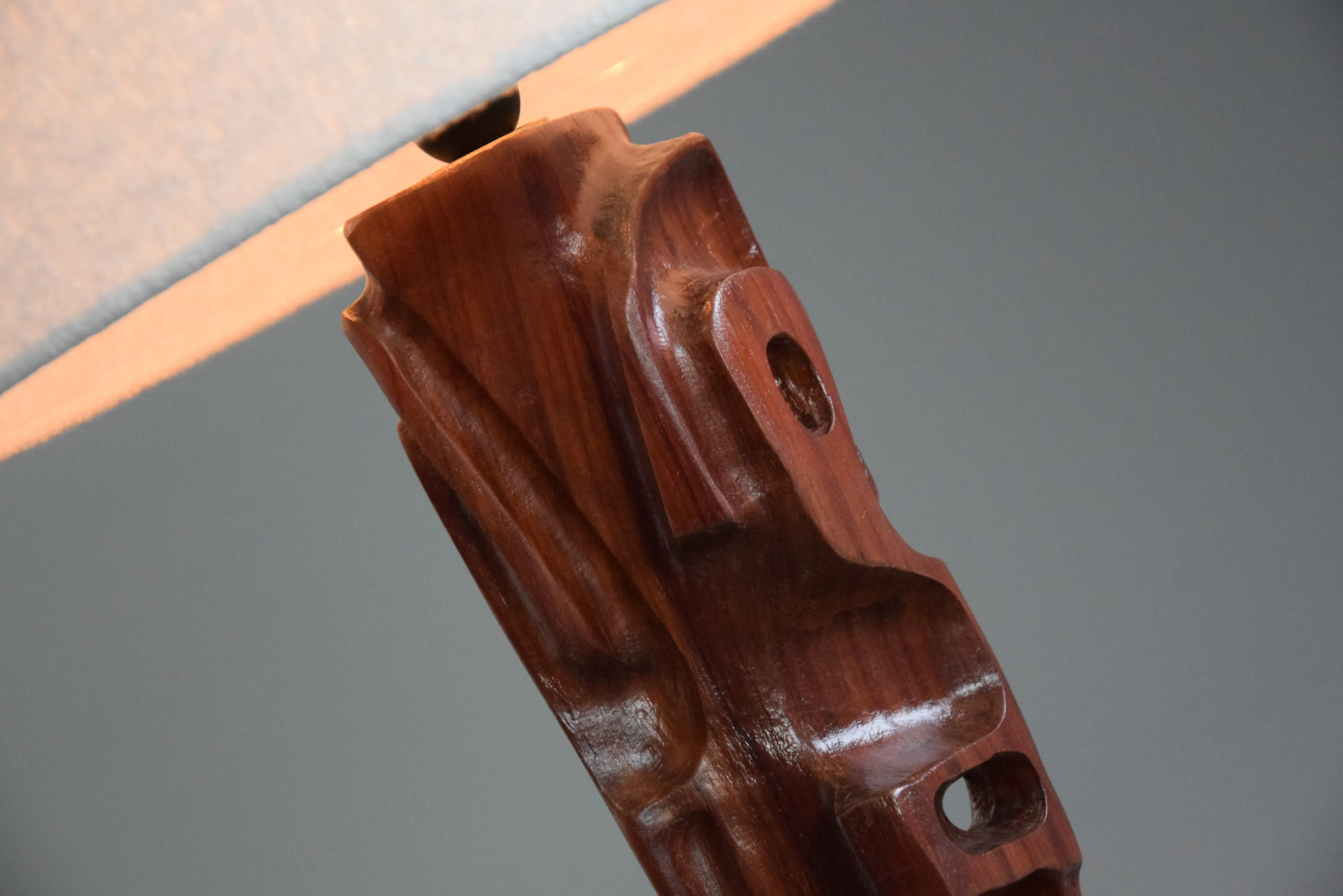 Mid-Century Modern Sculptural Carved Wooden Table Lamps by Gianni Pinna Italy