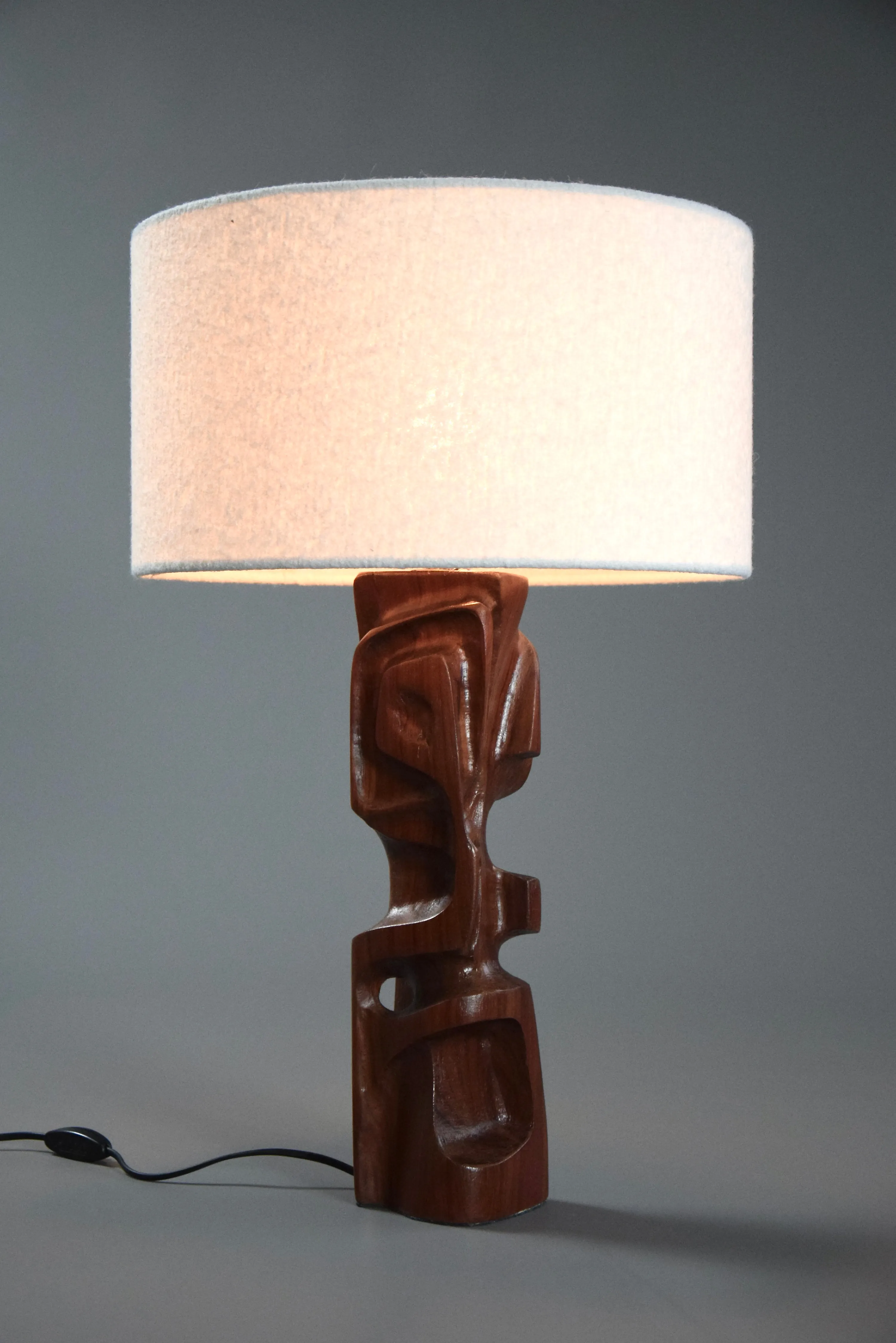 Mid-Century Modern Sculptural Carved Wooden Table Lamps by Gianni Pinna Italy
