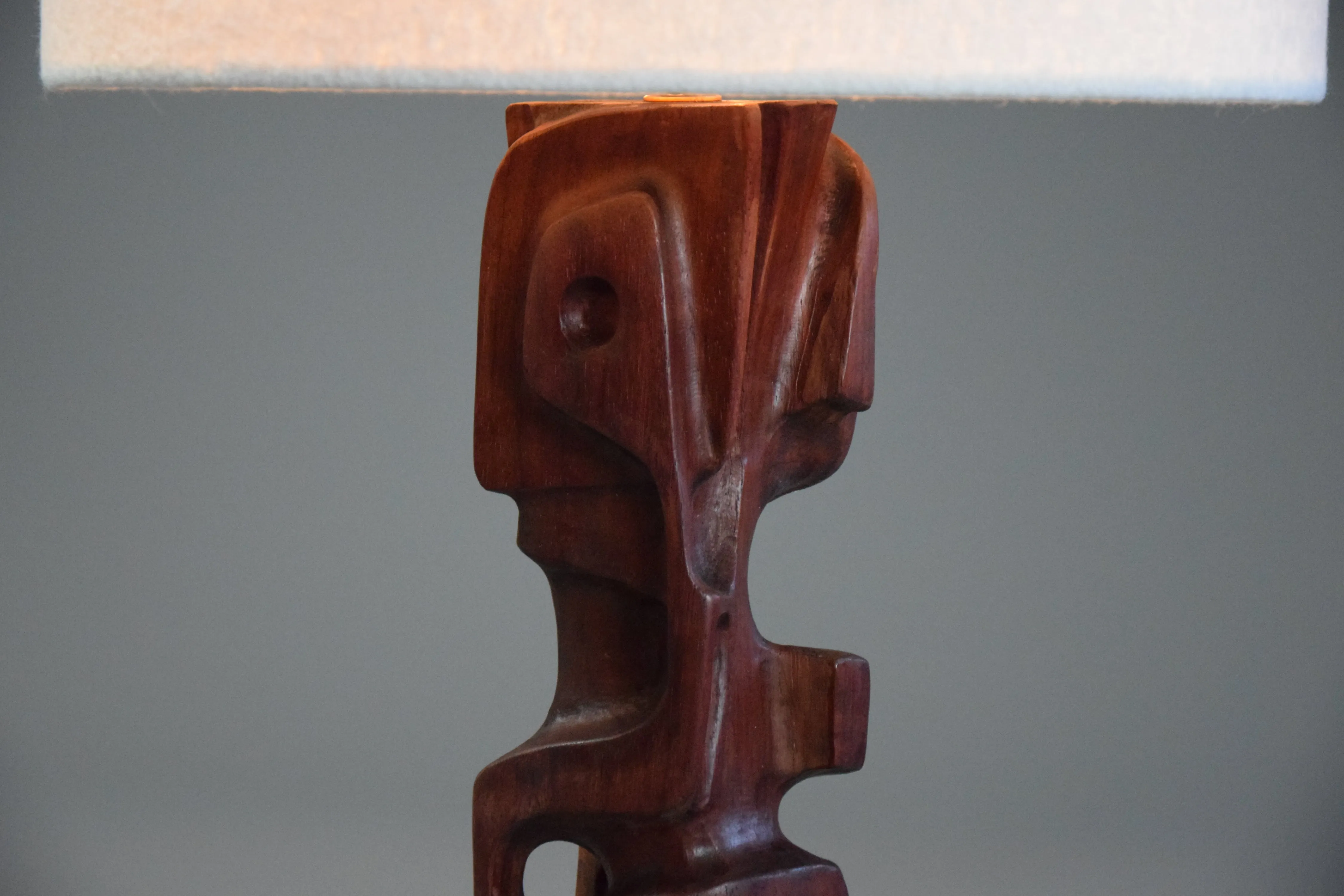 Mid-Century Modern Sculptural Carved Wooden Table Lamps by Gianni Pinna Italy